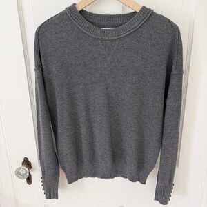 Heartloom Pullover Knit Crewneck Waffle Sweater Pearl Button Detail Size Small S